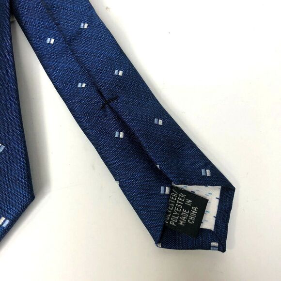 Van Heusen Mens Necktie Classic Blue Polyester Embroidered Box Print - Picture 3 of 7